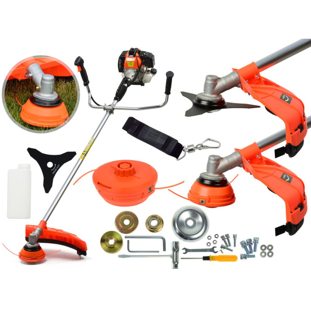 Geko 43cm³-es 3 lóerős fűkasza, damilfej+kés+vállpánt