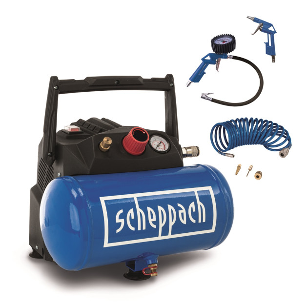 Scheppach olajmentes kompressszor szett 1200W 6L