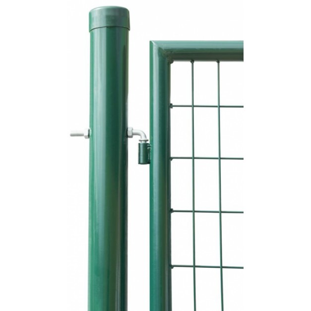 Kétszárnyú kerti kapu 358 x 175 cm , csővázas, zárral, kulcsokkal, ütközővel , RAL6005