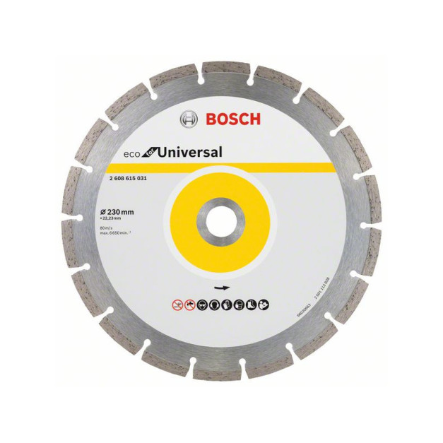 BOSCH Gyémánt vágókorong 230 x 2,6 x 7,0 x 22,2 mm szegmentált ECO for Universal (10 db/cs)