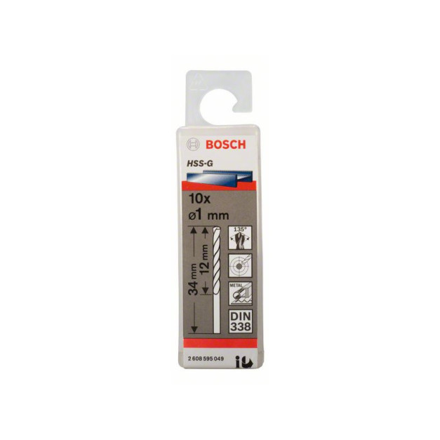 BOSCH Csigafúró 1,0 x 34/12 mm 135° HSS-G DIN 338 (10 db/cs)