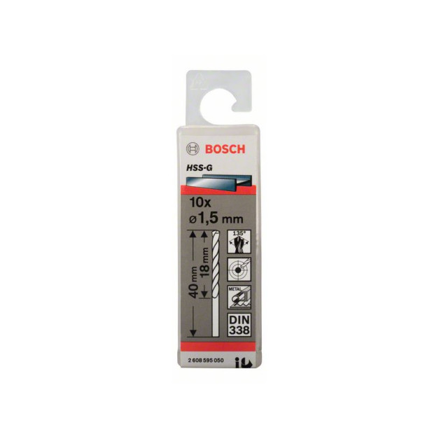 BOSCH Csigafúró 1,5 x 40/18 mm 135° HSS-G DIN 338 (10 db/cs)