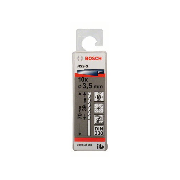 BOSCH Csigafúró 3,5 x 70/39 mm 135° HSS-G DIN 338 (10 db/cs)