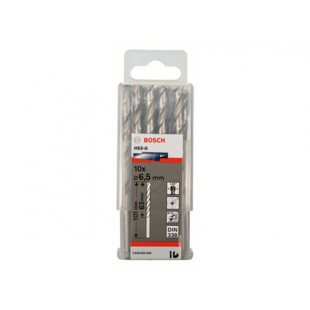 BOSCH Csigafúró 6,5 x 101/63 mm 135° HSS-G DIN 338 (10 db/cs)