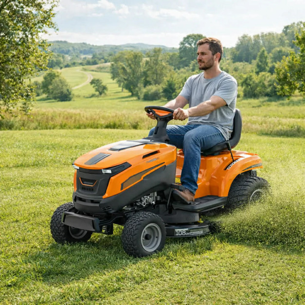 Villager  benzines fűnyíró traktor Hydro váltós,  452 ccm-es LONCIN motorral, 98 cm vágószélesség