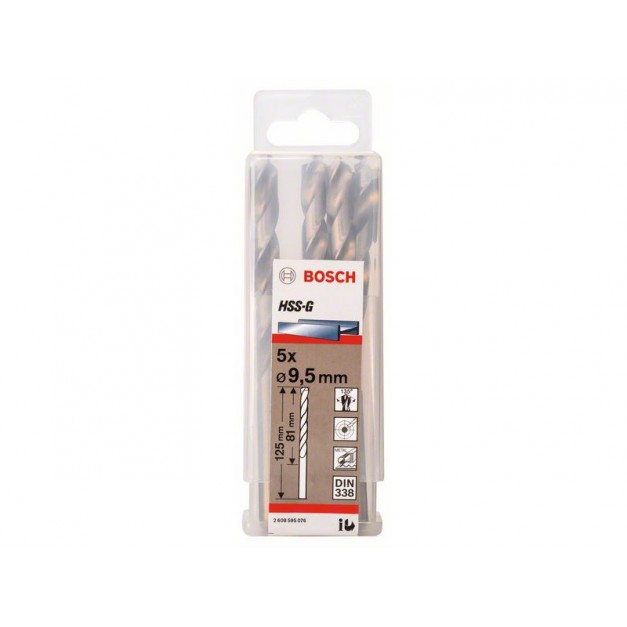 BOSCH Csigafúró 9,5 x 125/81 mm 135° HSS-G DIN 338 (5 db/cs)