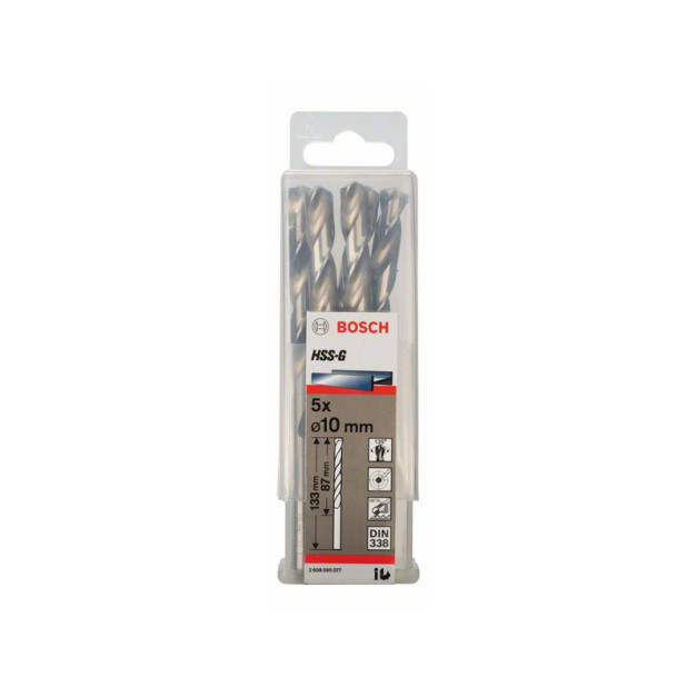 BOSCH Csigafúró 10,0 x 133/87 mm 135° HSS-G DIN 338 (5 db/cs)