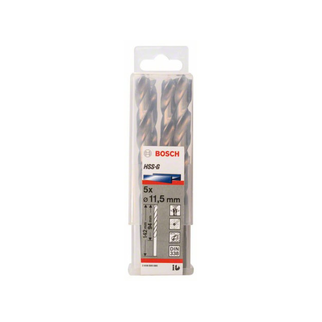 BOSCH Csigafúró 11,5 x 142/94 mm 135° HSS-G DIN 338 (5 db/cs)