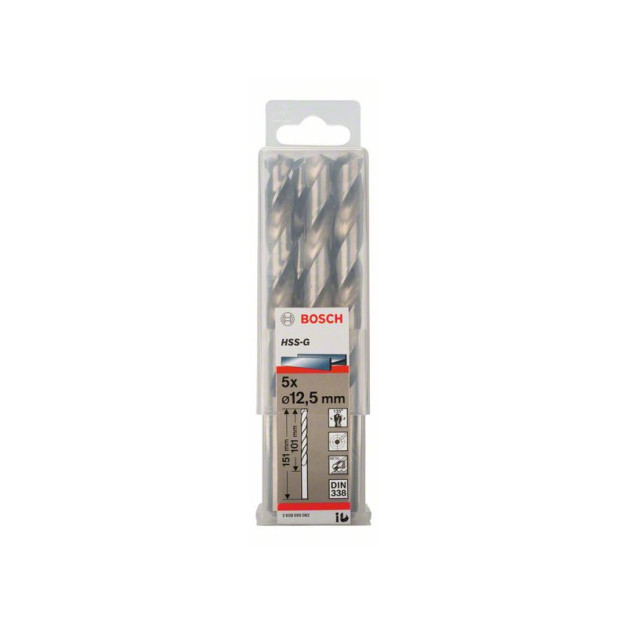 BOSCH Csigafúró 12,5 x 151/101 mm 135° HSS-G DIN 338 (5 db/cs)