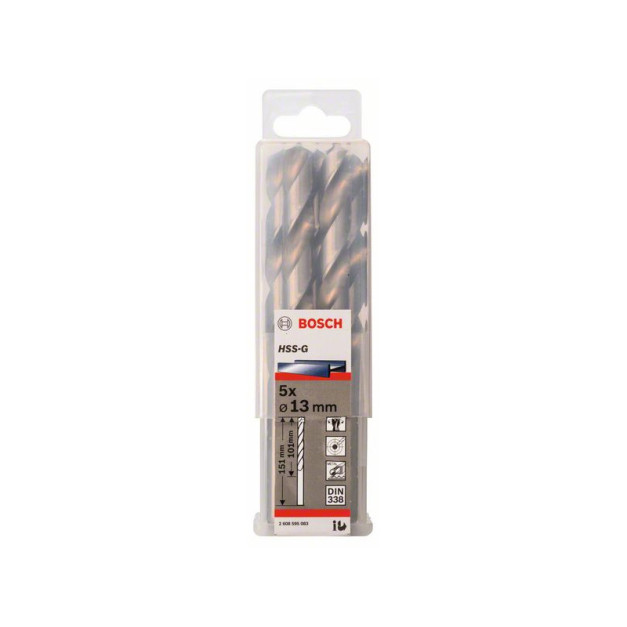 BOSCH Csigafúró 13,0 x 151/101 mm 135° HSS-G DIN 338 (5 db/cs)