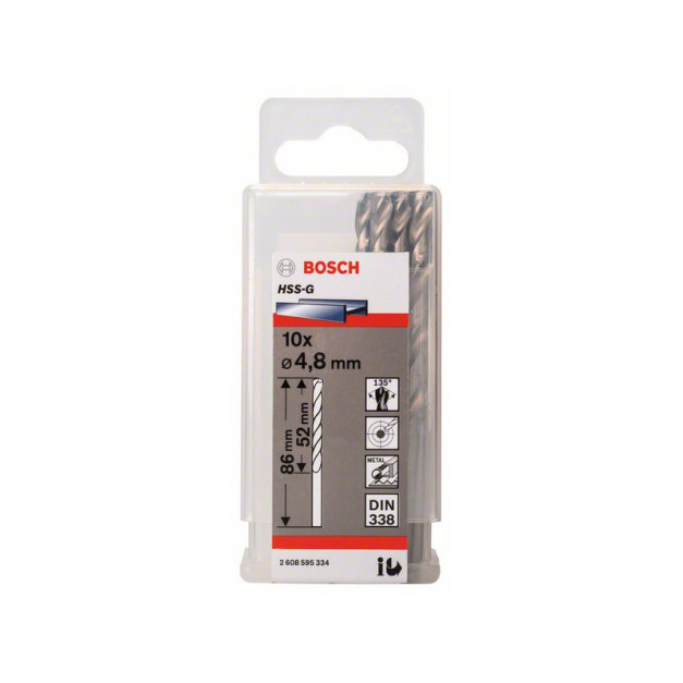 BOSCH Csigafúró 4,8 x 86/52 mm 135° HSS-G DIN 338 (10 db/cs)