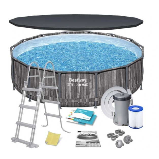 Bestway® Steel Pro MAX 5614Z fémvázas medence, patronos szűrőbetét, létra, ponyva, 427x107 cm