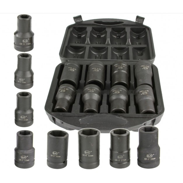 BJC gépi dugókulcs készlet hatlapú 1″, 17-33 mm, 8 db