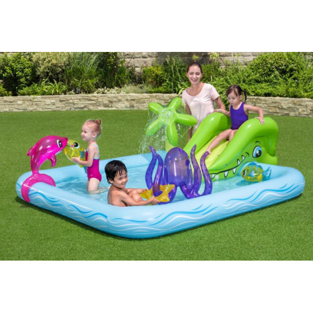 Bestway® 53052, Fantasztikus Akvárium feljfújható gyermekmedence, 239x206x86 cm