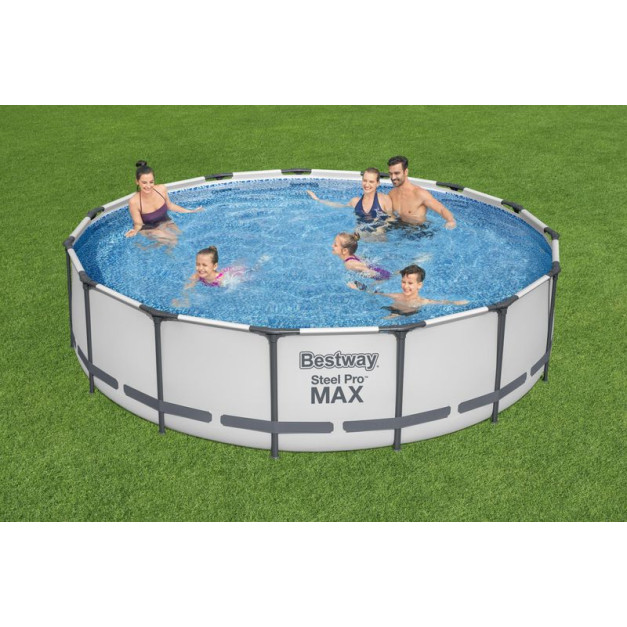 Bestway® Steel Pro MAX  56488 medence, patronos szűrőbetét, létra, ponyva, 457x107 cm