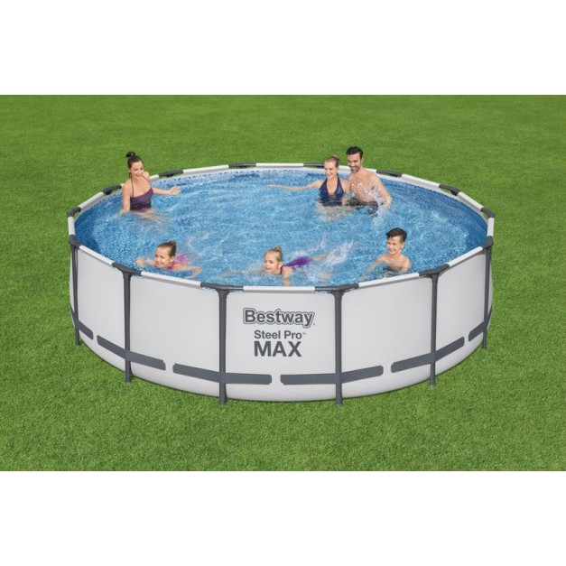 Bestway® Steel Pro MAX 56950 medence, szűrővel, szivattyúval, létrával és ponyvával, 427 x 107 cm