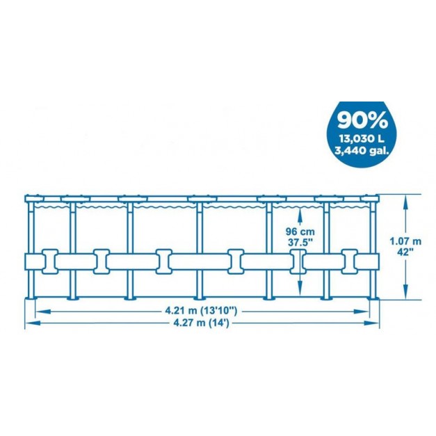 Bestway® Steel Pro MAX 56950 medence, szűrővel, szivattyúval, létrával és ponyvával, 427 x 107 cm