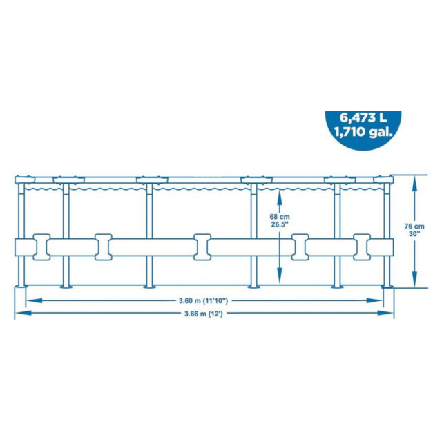 Bestway® Steel Pro™ 56681 medence, szűrővel és szivattyúval, 366 x 76cm