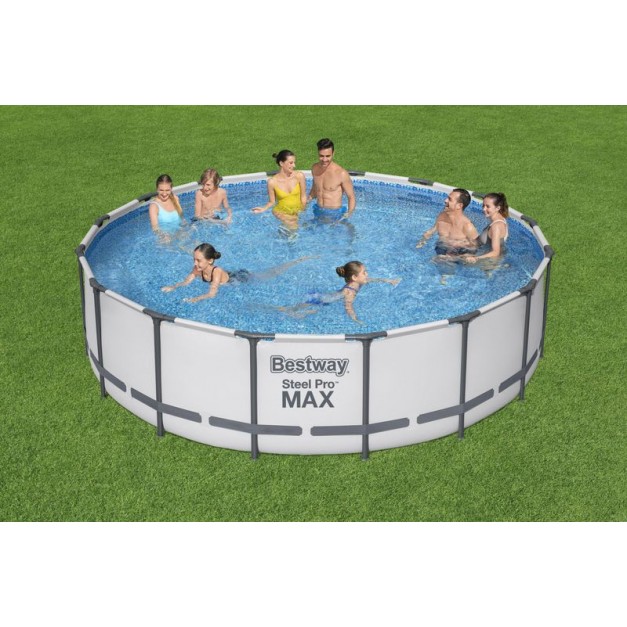 Bestway® Steel Pro MAX 5612Z medence, szűrővel, szivattyúval, létrával és ponyvával, 488 x 122 cm