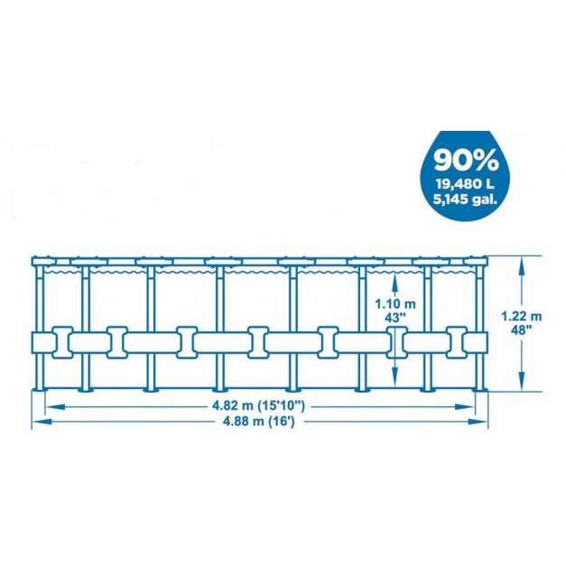 Bestway® Steel Pro MAX 5612Z medence, szűrővel, szivattyúval, létrával és ponyvával, 488 x 122 cm