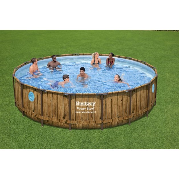 Bestway® Power Steel™ 56977 medence,  szűrővel, szivattyúval, létrával, vegyszeradagolóval és ponyvával, 549 x 122 cm