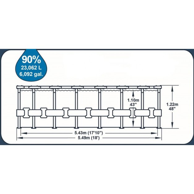 Bestway® Power Steel™ 56977 medence,  szűrővel, szivattyúval, létrával, vegyszeradagolóval és ponyvával, 549 x 122 cm