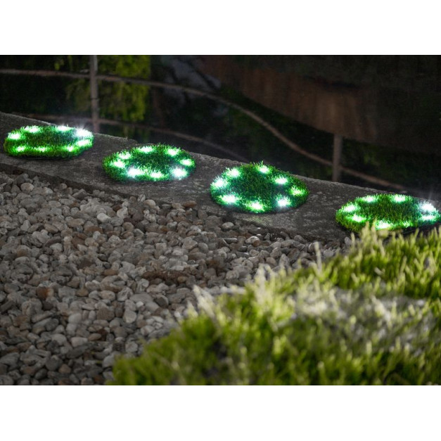 Strend Pro lámpa, műfűből készült napelemes lámpa, 4 db, 24 cm, 4x 8 LED, AA