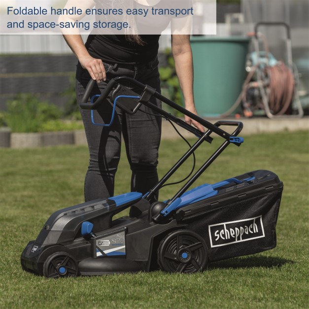 Scheppach akkus fűnyíró indukciós motorral 4 az 1-ben 2x20V, IXES 20 V (akku és töltő nélkül)