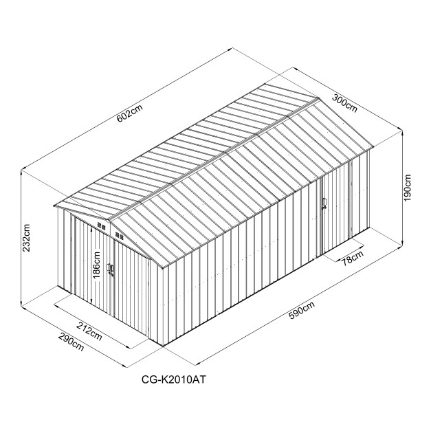 Riwall Pro 3x6 méteres antracit fém garázs/tároló 3x6m nyeregtetővel