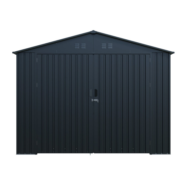 Riwall Pro 3x6 méteres antracit fém garázs/tároló 3x6m nyeregtetővel