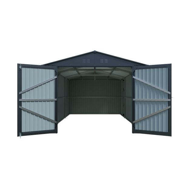 Riwall Pro 3x6 méteres antracit fém garázs/tároló 3x6m nyeregtetővel