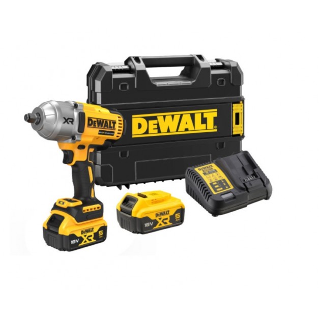 DEWALT Akkus ütvecsavarozó 18 V szénkefe nélküli 1/2" 1355/1898 Nm (2 x 5,0 Ah akku+töltő+TSTAK)