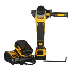 DEWALT Akkus sarokcsiszoló 125 mm 18 V szénkefe nélküli (3 x 5,0 Ah akku + töltő + TSTAK) DCG405P