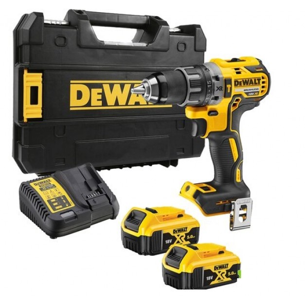 DEWALT Akkus ütvefúró-csavarozó 18 V szénkefe nélküli, 70Nm (2 x 5,0 Ah akku + töltő) DCD796P2