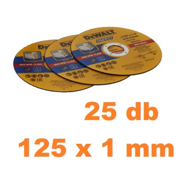 DEWALT Vágókorong fémre 125 x 1,0 x 22,2 mm inox  25 db