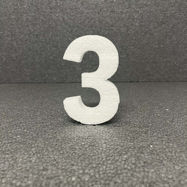 Polisztirol 3D  3-as szám, 11 cm 