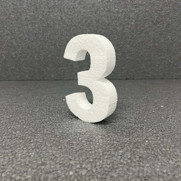 Polisztirol 3D  3-as szám, 11 cm 