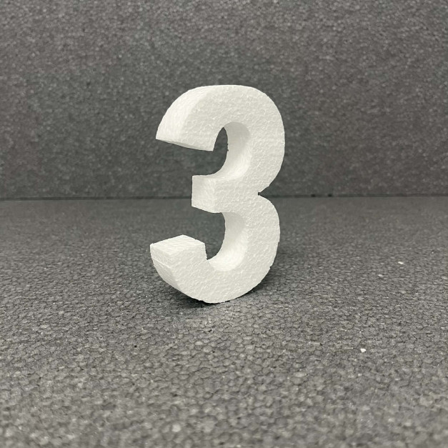 Polisztirol 3D  3-as szám, 11 cm 