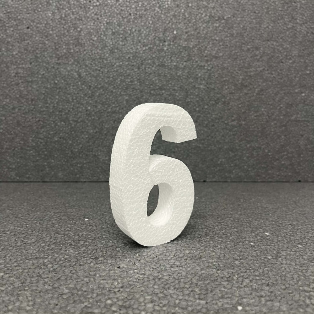 Polisztirol 3D 6-os szám, 11 cm 