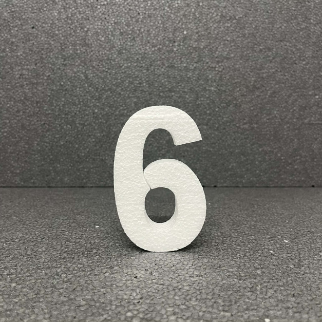 Polisztirol 3D 6-os szám, 11 cm 