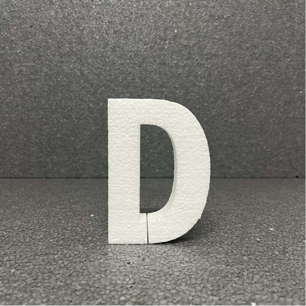 Polisztirol 3D D betű, 11 cm 