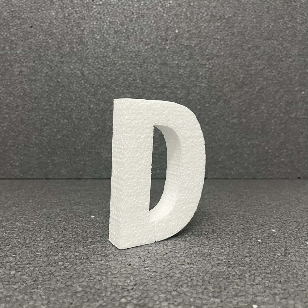 Polisztirol 3D D betű, 11 cm 