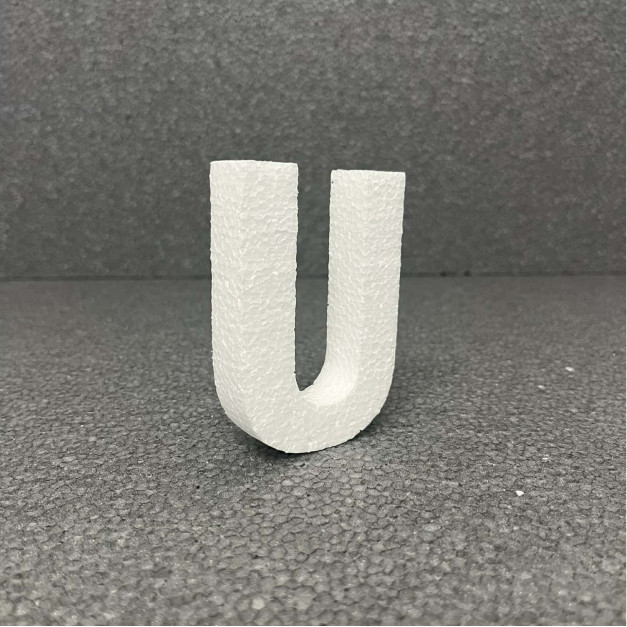 Polisztirol 3D U betű, 11 cm 