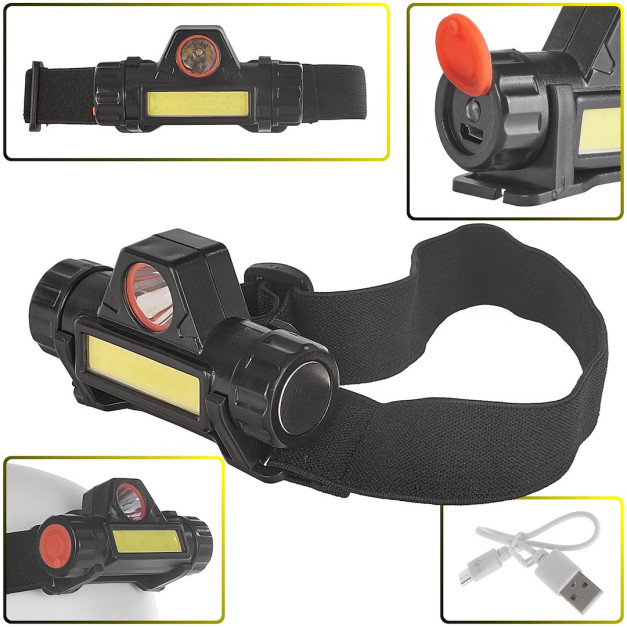 Keltin akkus fejlámpa 200Lumen,  3W, 800 mAh akkuval