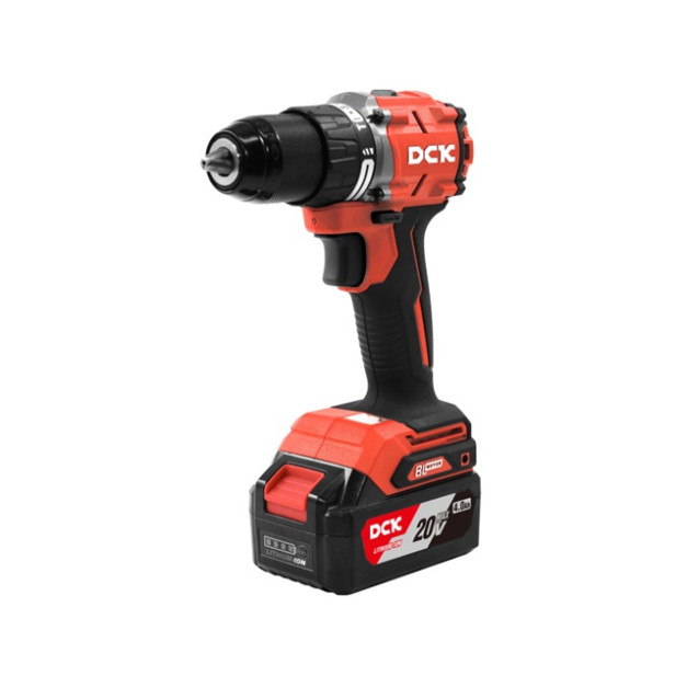 DCK Akkus ütvefúró-csavarozó 60 Nm szénkefe nélküli 20 V (1 x 4,0 Ah akku + töltő)