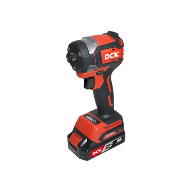 DCK Akkus ütvecsavarozó 1/4" 208 Nm szénkefe nélküli 20 V (2 x 4,0 Ah akku + töltő)