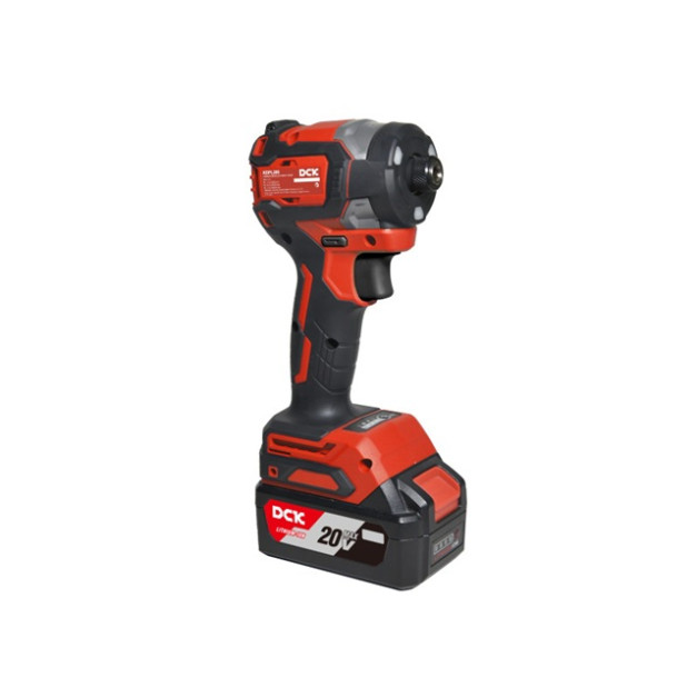 DCK Akkus ütvecsavarozó 1/4" 208 Nm szénkefe nélküli 20 V (2 x 4,0 Ah akku + töltő)