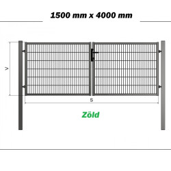 ORION Zöld kétszárnyú kapu 1500x4000