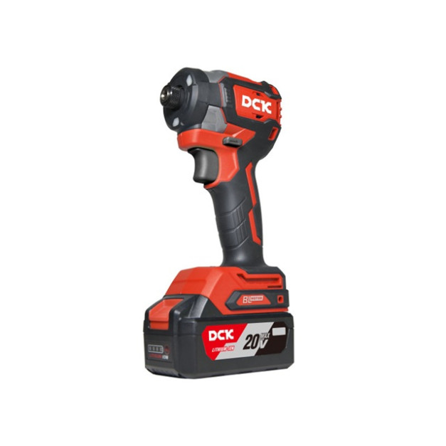 DCK Akkus ütvecsavarozó 1/4" 208 Nm szénkefe nélküli 20 V (1 x 4,0 Ah akku + töltő)