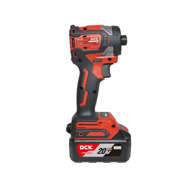 DCK Akkus ütvecsavarozó 1/4" 208 Nm szénkefe nélküli 20 V (1 x 4,0 Ah akku + töltő)